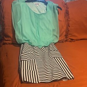 Speck Mint and Black Striped Mini Dress